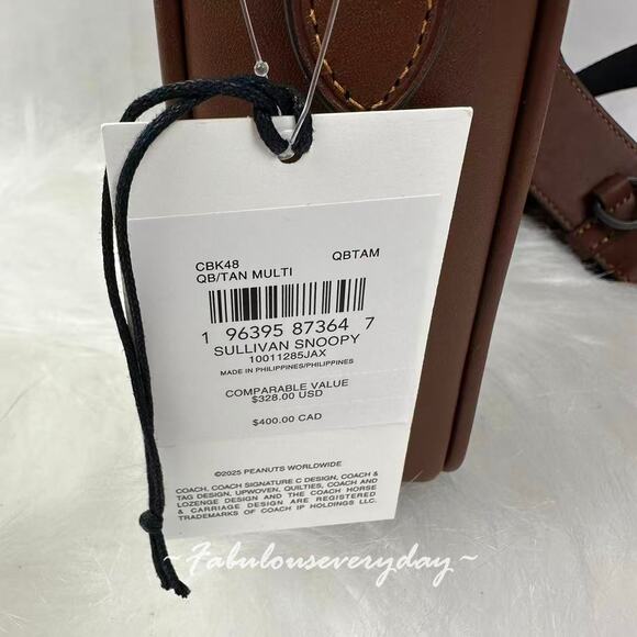 Coach X Peanuts Men's Sullivan Crossbody Bag With Snoopy Print In Tan CBK48 NWT - Picture 4 of 9